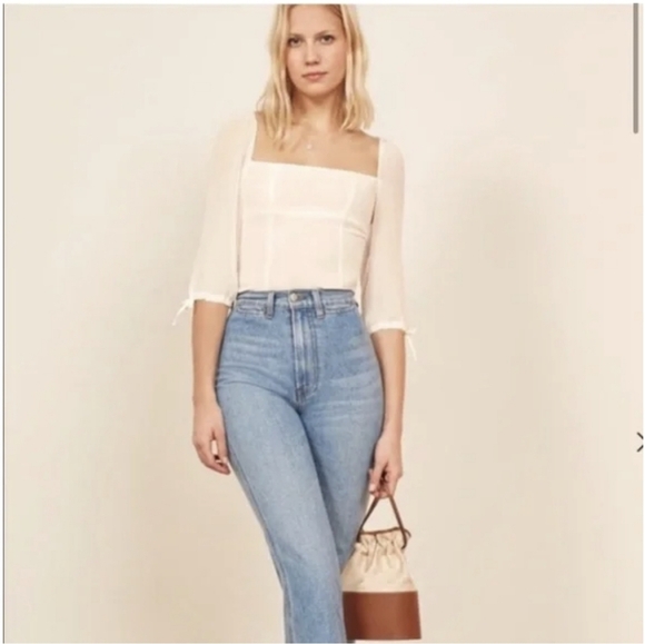 Reformation Grove Top, Ivory, Size 8 - Picture 3 of 6